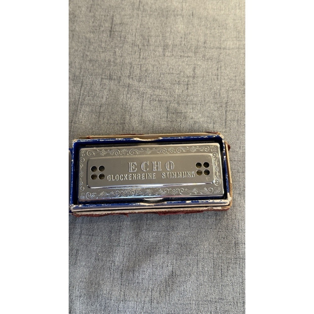 Vintage M. Hohner Echo Harp Harmonica Key Of C /G Works Made in Germany w/box